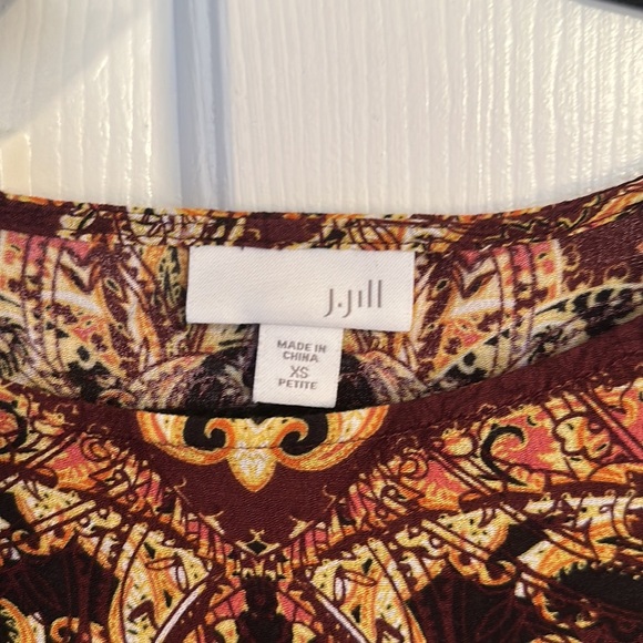 J Jill boho Pinot baroque paisley tunic top longline size XS women’s - Picture 4 of 5